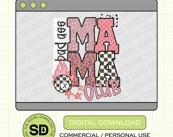 Bad Ass Mama Club PNG, Trendy Sublimation Design, Retro Grunge Mom Shirt PNG, Checkered Mama Digital Download, DTF (MAMA1002)
