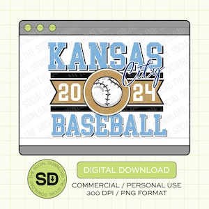 KC Baseball 2024 PNG Download File, Kansas City Png, KC baseball, Kansas City, Dtf, Sublimation, Dtg (KCBB1016)