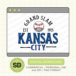 Grand Slam KC PNG Download File, Kansas City Png, KC baseball, Kansas City, Dtf, Sublimation, Dtg (KCBB1019)