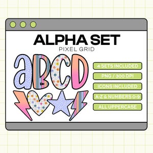 Trendy PNG Alpha Set, Doodle alpha, Spots alpha PNG, Ombre Alpha, Checkered alpha, Instand download (Pixel Grid)