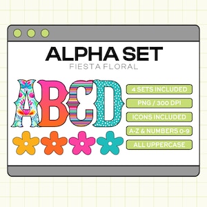 Trendy PNG Alpha Set, Doodle alpha, Spots alpha PNG, Ombre Alpha, Checkered alpha, Instand download (Fiesta Floral)