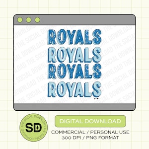 Retro KC Royals PNG Download File, Kansas City Png, KC baseball, Kansas City, Dtf, Sublimation, Dtg (KCBB1008)