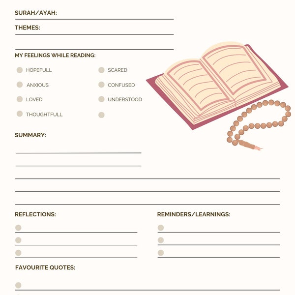 Quranic Journaling - Weekly & Daily Planner