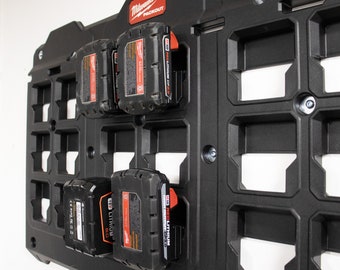 4 PACK- M18 Battery Mount for Milwaukee Packout Wall Plate Storage Mounting System