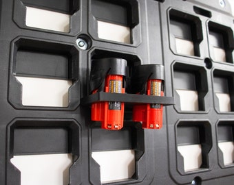 2 PACK- M12 Dual Battery Mount for Milwaukee Packout Wall Plate Storage Mounting System