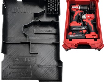 STL File for M18 Drill/Driver and Impact Drill Packout Liner for Milwauke Compact Organizer - Version 2
