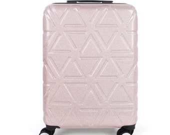 Valise rigide scintillante 4 roulettes avec serrure à combinaison avec serrure à combinaison TSA rose / réfléchissante dans l'obscurité / bagage de voyage