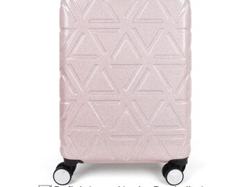 Valise de voyage trolley rigide avec serrure TSA tissu réfléchissant brillant paillettes 20 pouces / 24 pouces en rose