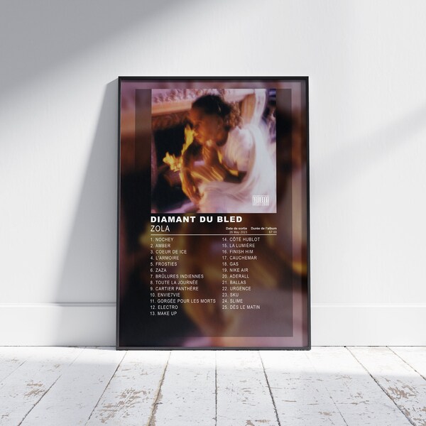 Album Cover Poster DIAMANT DU BLED de Zola, album wall art, music album artwork, french rap, rap poster