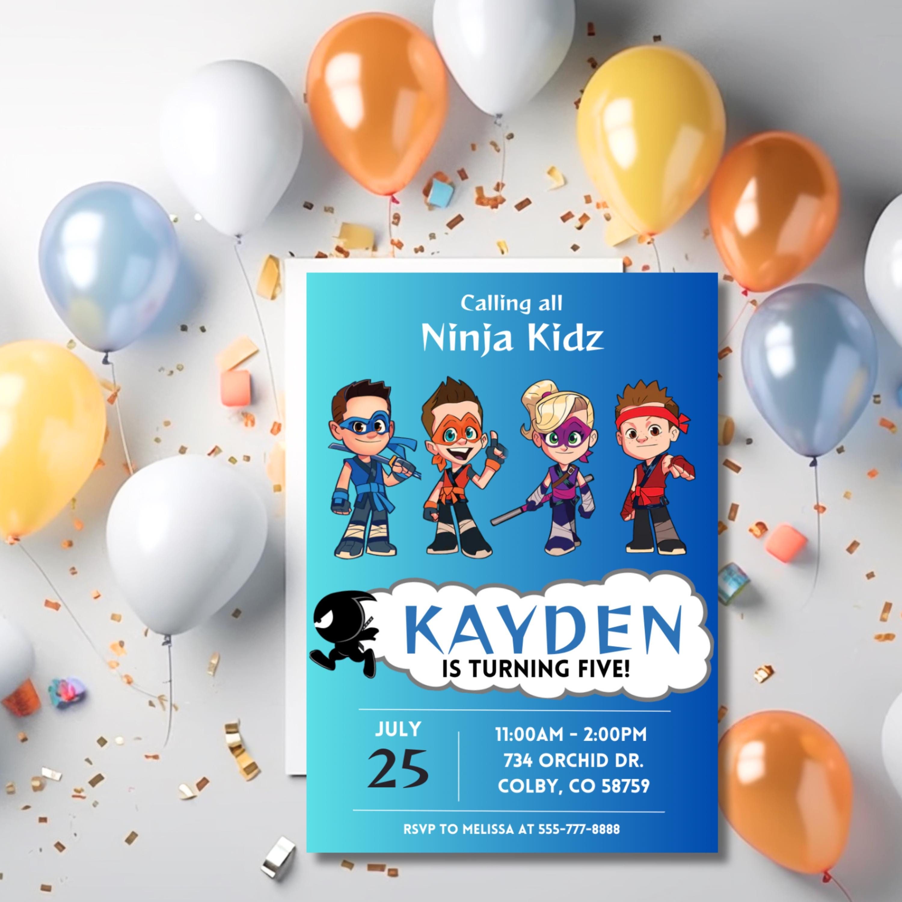 Ninja Kidz Birthday Invitation: Editable Template (digital