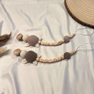 Schnullerkette personalisiert Spieluhr Schildkröte Baby Kinderwagenkette Schlüsselanhänger