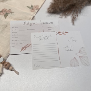 Tippkarten, A6, Babyshower, Babyparty Set, Tippkarte neutral, Babyparty Ausfüllkarte, Babyshower Ratespiel, Eukalyptus, Wunschkarte