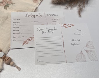 Tip cards, A6, baby shower, baby shower set, neutral tip card, baby shower fill-in card, baby shower guessing game, eucalyptus, wish card