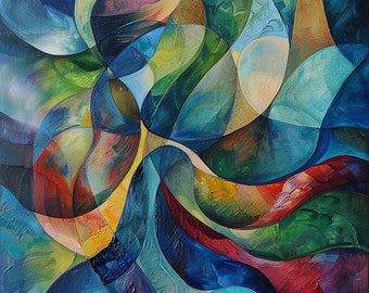 Original "Fluid Dynamics", Abstract Artwork, Colorful Wall Art, Fluid Motion, Modern Decor, Large Canvas, Warming Colors, Oil Painting Print