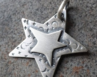 CS15 - Everybody is a Star Charm by SeverinMetals - Sterling Silver Star Charm Pendant