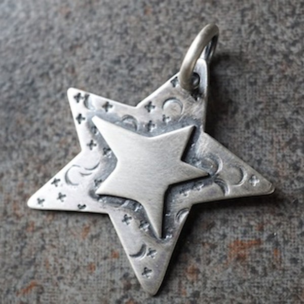 CS15 - Everybody is a Star Charm by SeverinMetals - Sterling Silver Star Charm Pendant