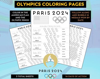 Olimpiadi estive di Parigi 2024: medaglie per data - USA (pagine da colorare)