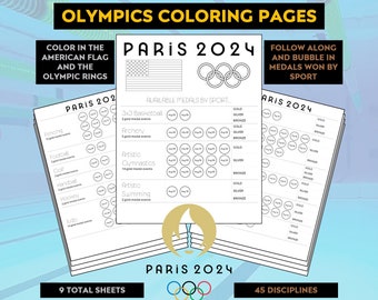 Olimpiadi estive di Parigi 2024: medaglie per sport - USA (pagine da colorare)