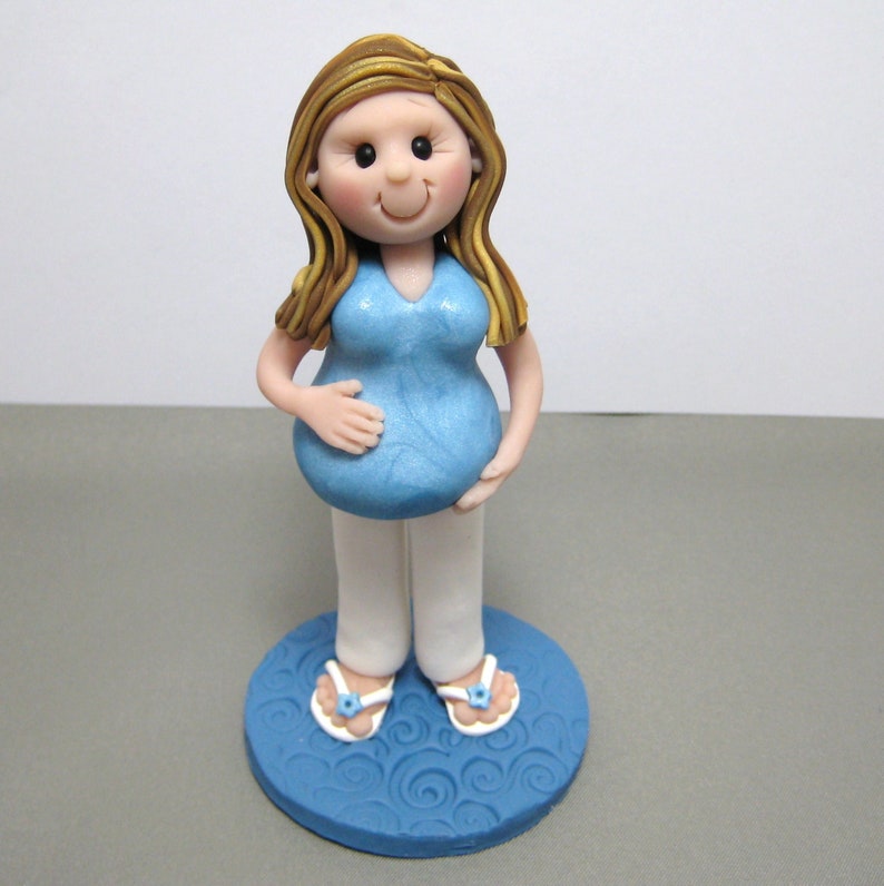 Baby Shower Pregnant Lady polymer clay Cake Topper decoration Etsy