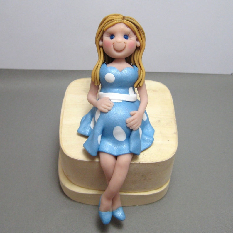 Baby Shower Pregnant Lady Sitting pose polymer clay Cake Etsy