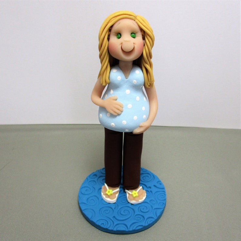 Baby Shower Pregnant Lady polymer clay Cake Topper decoration Etsy