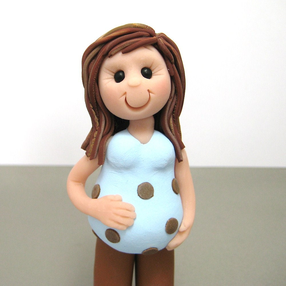 Baby Shower Pregnant Lady polymer clay Cake Topper decoration Etsy