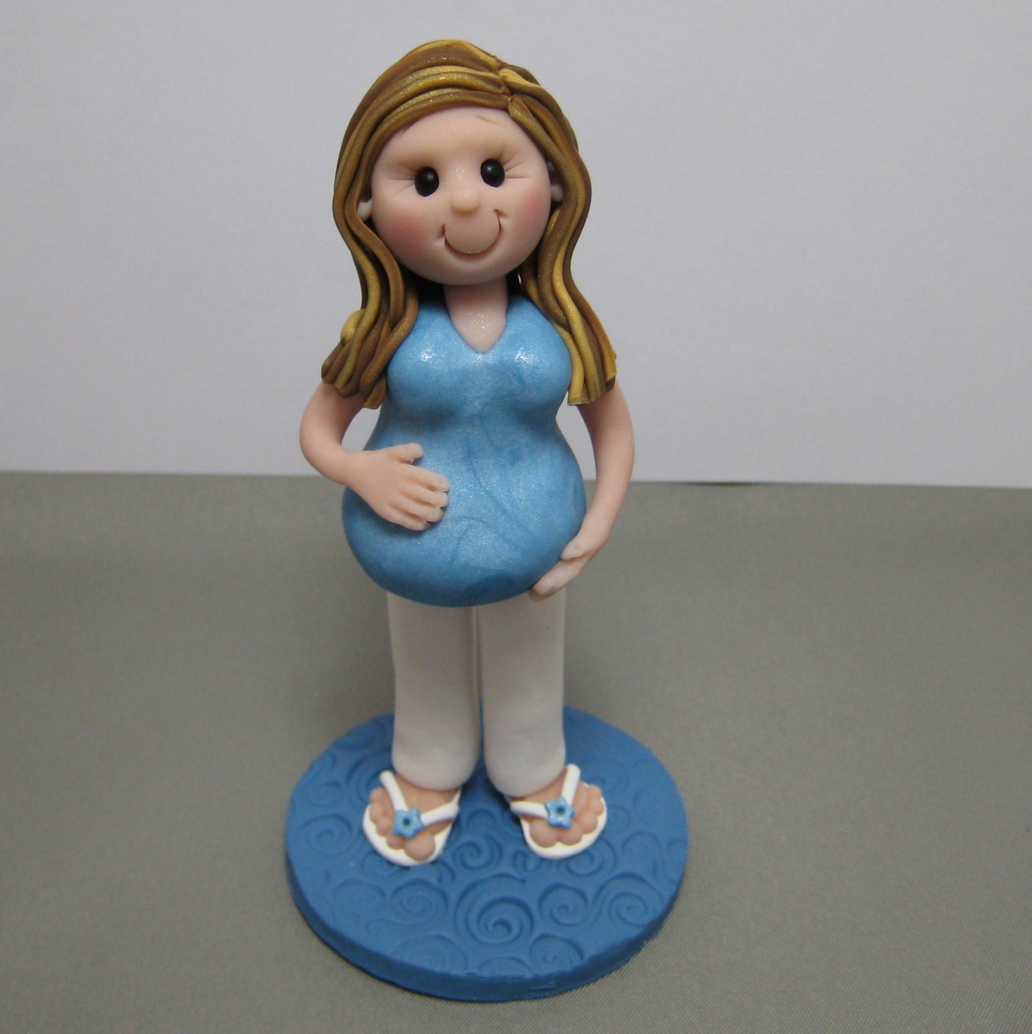Baby Shower Pregnant Lady polymer clay Cake Topper decoration Etsy