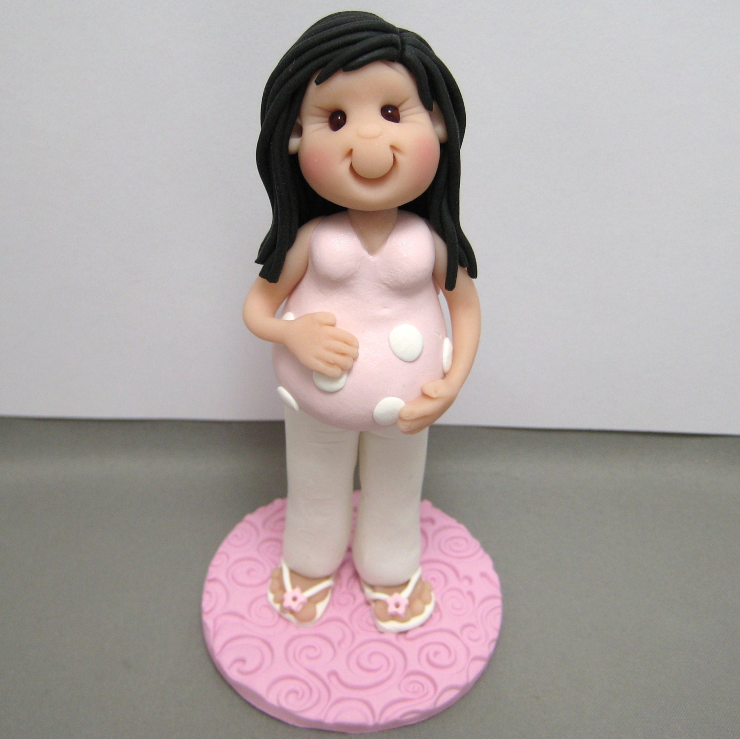 Baby Shower Pregnant Lady polymer clay Cake Topper decoration Etsy