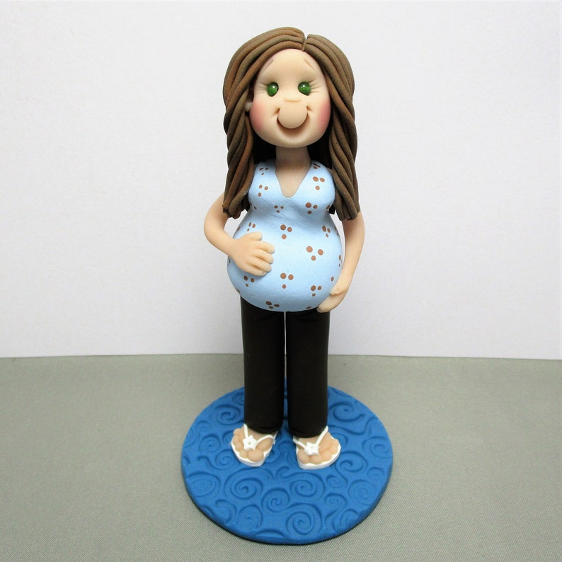 Baby Shower Pregnant Lady polymer clay Cake Topper decoration Etsy