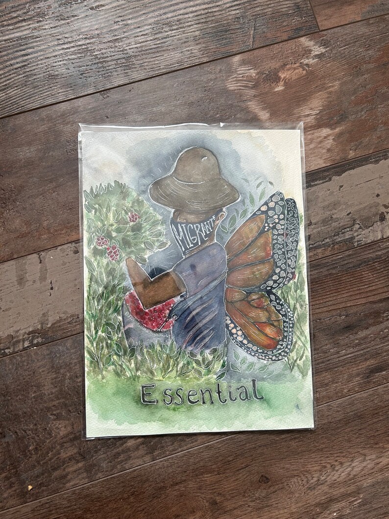 Agriculture Wall Art Tree Fruit Cherries Painting Farmworker Original