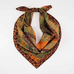 Erdige Giraffe Baumwolle Voile Bandana Exotischer Afrikanischer Safari Kopf Wrap Einzigartiger Weicher Unisex Schal Tierliebhaber Geschenk