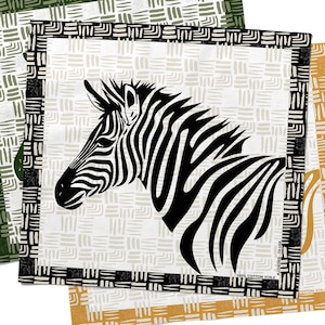 Zebra-Print Exotische Baumwolle Voile Bandana Ursprünglich Entworfener Afrikanischer Safari Soft Head Wrap Schwarzweiß Tierschal