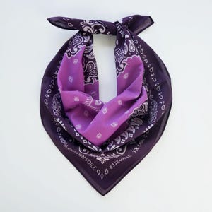 Violet Deep Plump Purple Paisley Cotton Voile Bandana Originally Designed Unique Two-tone Boho Wrap Lightweight Soft Scarf