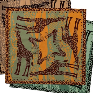 Original Giraffe Cotton Voile Bandana Exotic African Safari Head Wrap Unique Soft Unisex Scarf Animal Lovers Gift