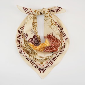 Pañuelo étnico de algodón con diseño original de mapa africano colorido, suave pañuelo para la cabeza de gasa amarilla, exótico color marrón chocolate oscuro y beige