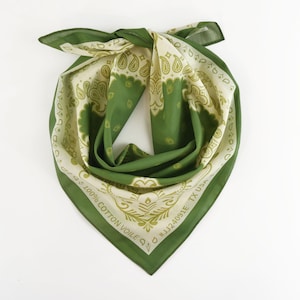 Gold Paisley Spring Green Cotton Voile Bandana Originally Designed Unique Boho Wrap Lightweight Soft Scarf