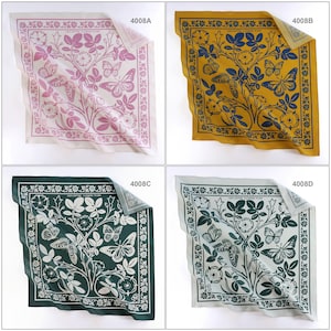 Pastellrosa rosfjärilsblommig bandana mjuk bomullsvoile blommaomslag boho sommarhalsduk present till henne Other Colors