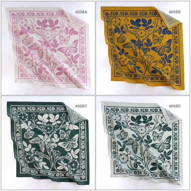 Pastellrosa rosfjärilsblommig bandana mjuk bomullsvoile blommaomslag boho sommarhalsduk present till henne Other Colors