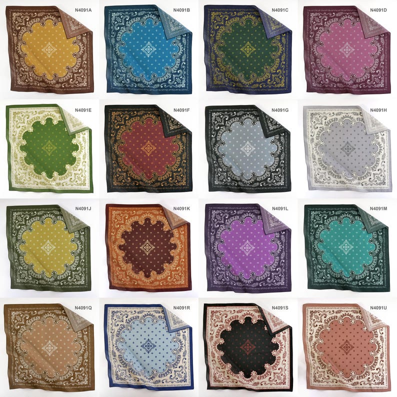 Two-tone Green Paisley Cotton Voile Bandana Originally Designed Unique ...