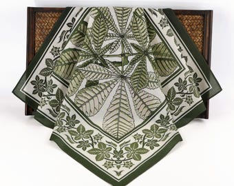 Green Leaves Thin Breathable Summer Bandana Botanical Leaf Wrap Soft Cotton Voile Boho Flower Scarf