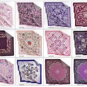 Lavender Floral Deep Plum Purple Cotton Voile Bandana Originally Designed Boho Flower Wrap Unique Botanical Woman Scarf Other Designs