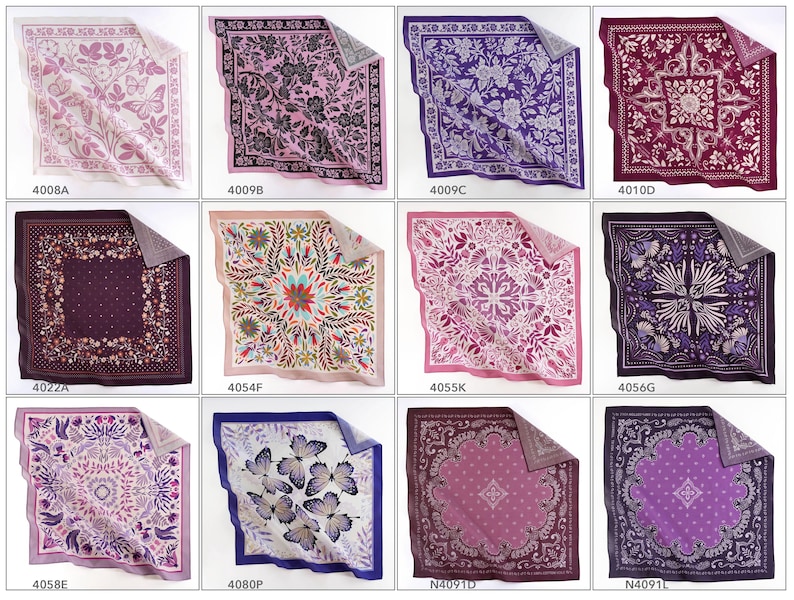 Lavender Floral Deep Plum Purple Cotton Voile Bandana Originally Designed Boho Flower Wrap Unique Botanical Woman Scarf Other Designs