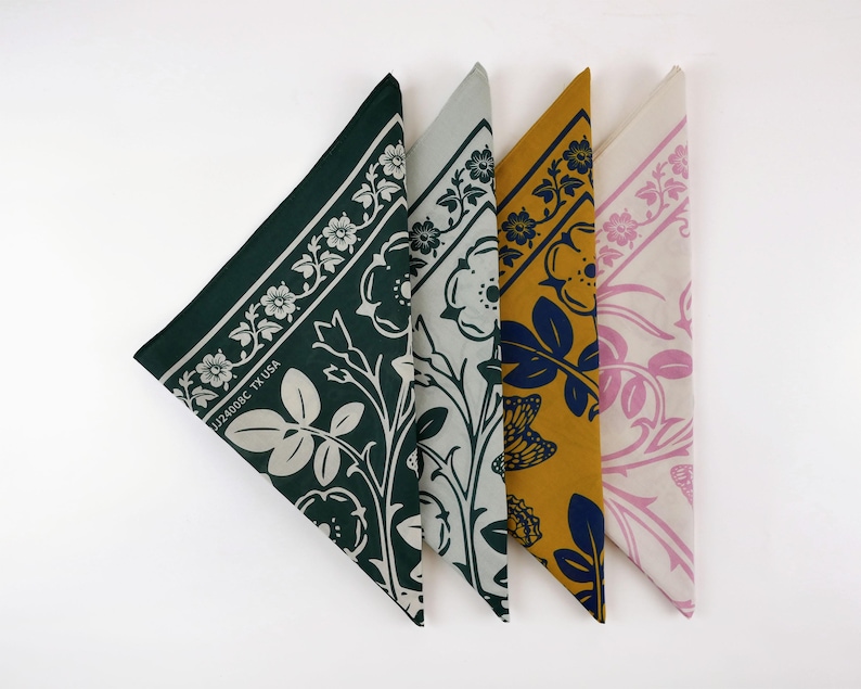 Pastellrosa rosfjärilsblommig bandana mjuk bomullsvoile blommaomslag boho sommarhalsduk present till henne bild 8