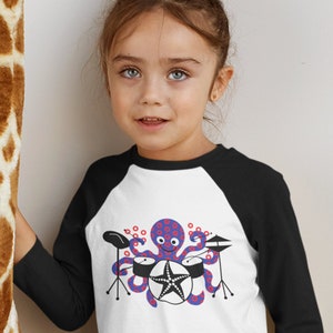 Phish Kids Baseball Shirt: Octopus Drummer, Fishman Inspired