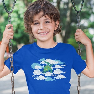 Turtle in Clouds Youth T-Shirt: Whimsical Kids Graphic Tee