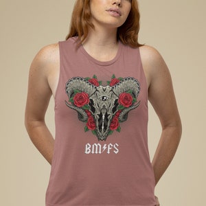Billy Strings Muscle Tank, Billy Strings Tank Top, BMFS Goat, Goat & Roses, BMFS Ladies’ Muscle Tank, BMFS Shirt, Billy Strings Gift