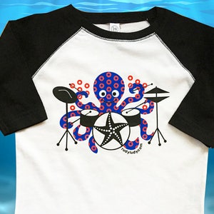 Phish Shirt, Octopus Drummer, Phish Kids, Fishman Print, Jon Fishman, Phish T-Shirt, Baseball Shirt, Octopus, Drummer, Fishman, Phish image 2