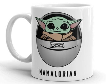 Taza de mamaloriano, taza blanca brillante, regalo del Día de la Madre de Star Wars, Madre de Star Wars, taza mandataria