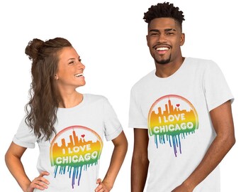 Pride Chicago T-shirt, I Love Chicago T-Shirt, Rainbow LGBT Shirt, LGBT Rainbow Flag, Chicago T-shirt, Unisex Chicago Shirt, Rainbow T-shirt