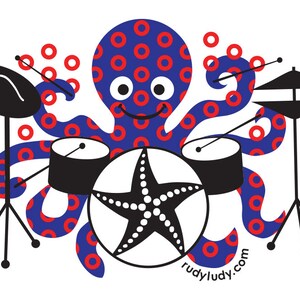 Phish Shirt, Octopus Drummer, Phish Kids, Fishman Print, Jon Fishman, Phish T-Shirt, Baseball Shirt, Octopus, Drummer, Fishman, Phish image 3